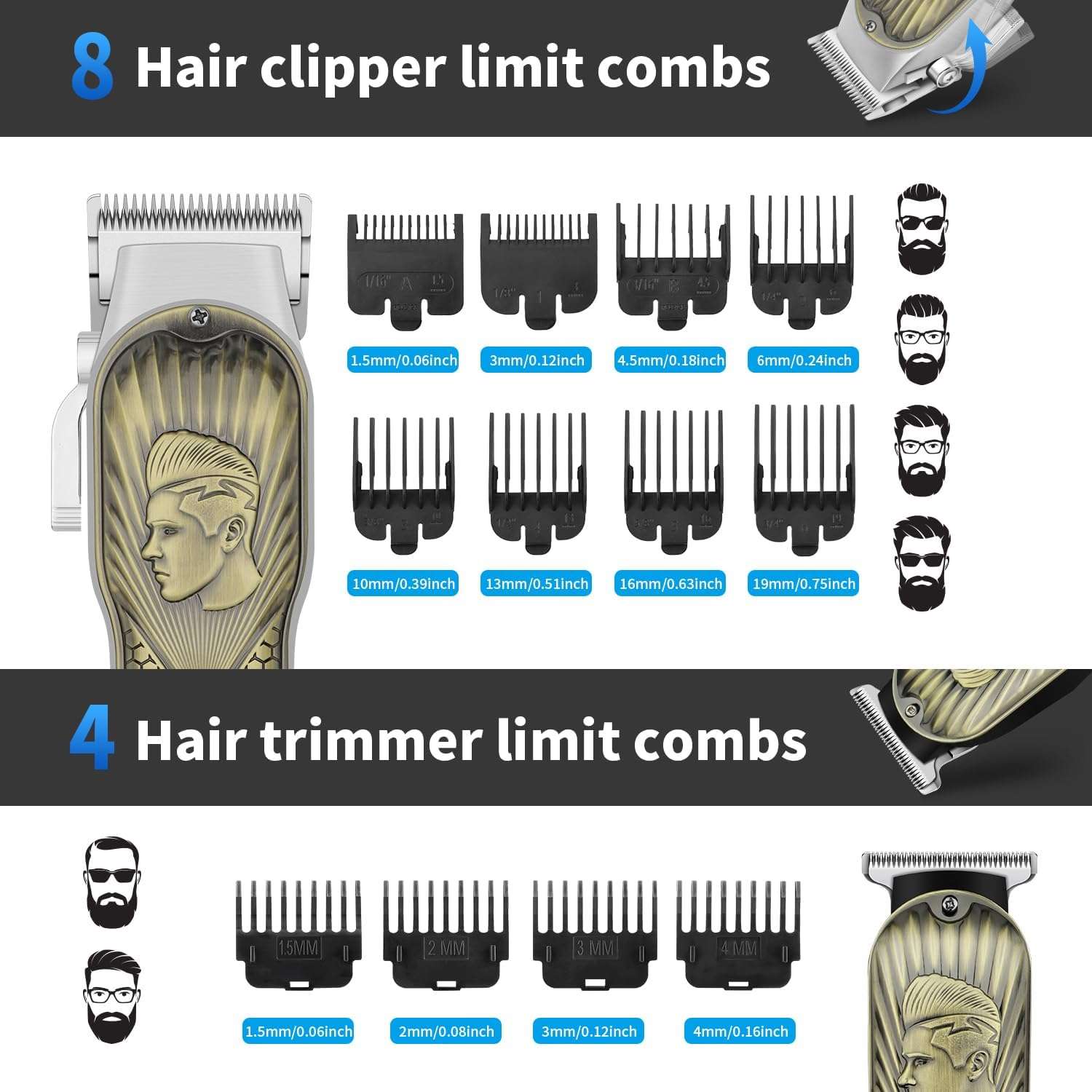 kit de barberia hiena pro con maquina de cortar pelo recortadora afeitadora de lamina y recortadora nasal con bolso negro ideal para chile