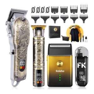 kit de barberia con maquina de cortar pelo recortadora en T afeitadora y recortador nasal con bolsa ideal para chile