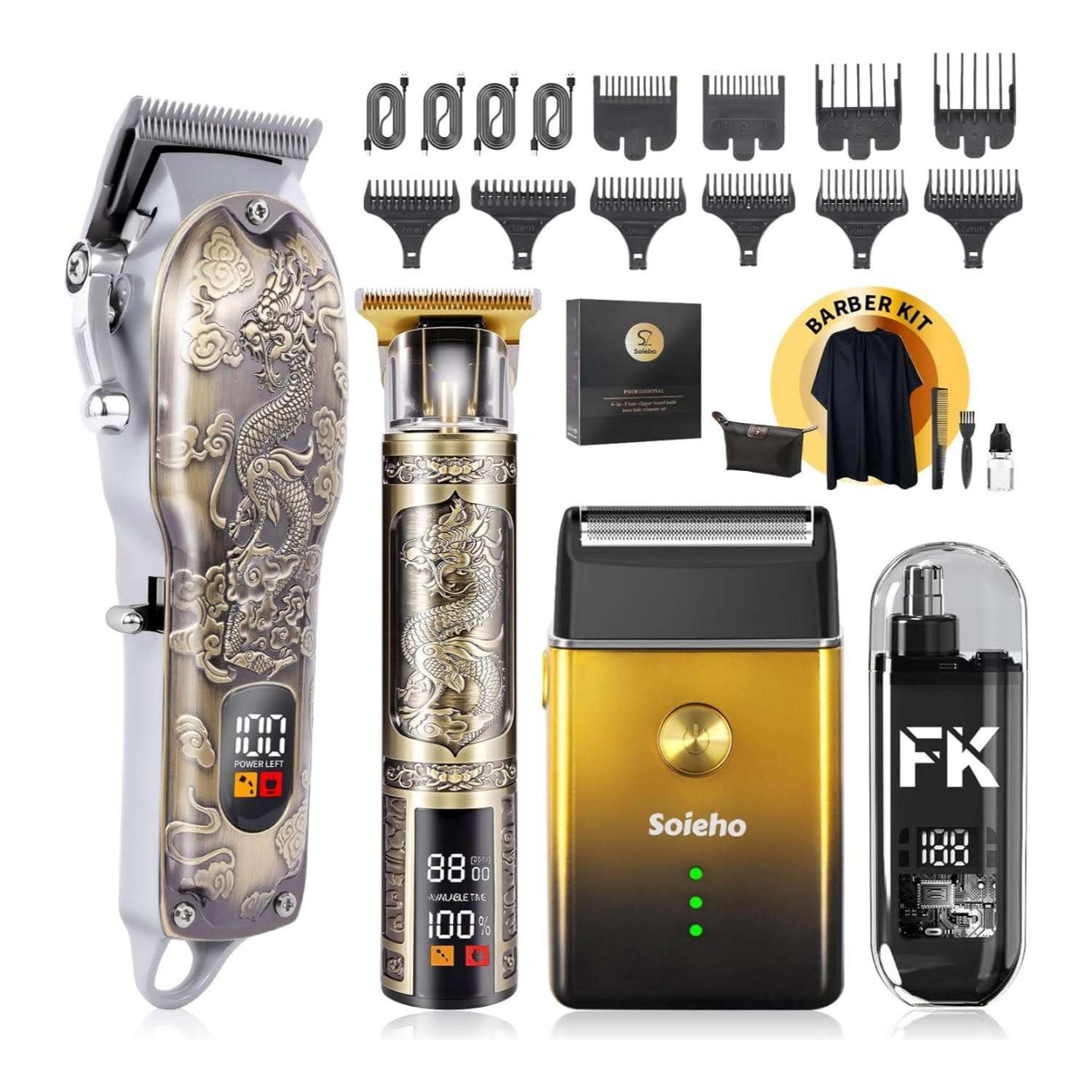 kit de barberia con maquina de cortar pelo recortadora en T afeitadora y recortador nasal con bolsa ideal para chile