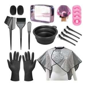 kit para teñir el cabello de 18 piezas con pocillo plegable brochas y capa protectora ideal para chile