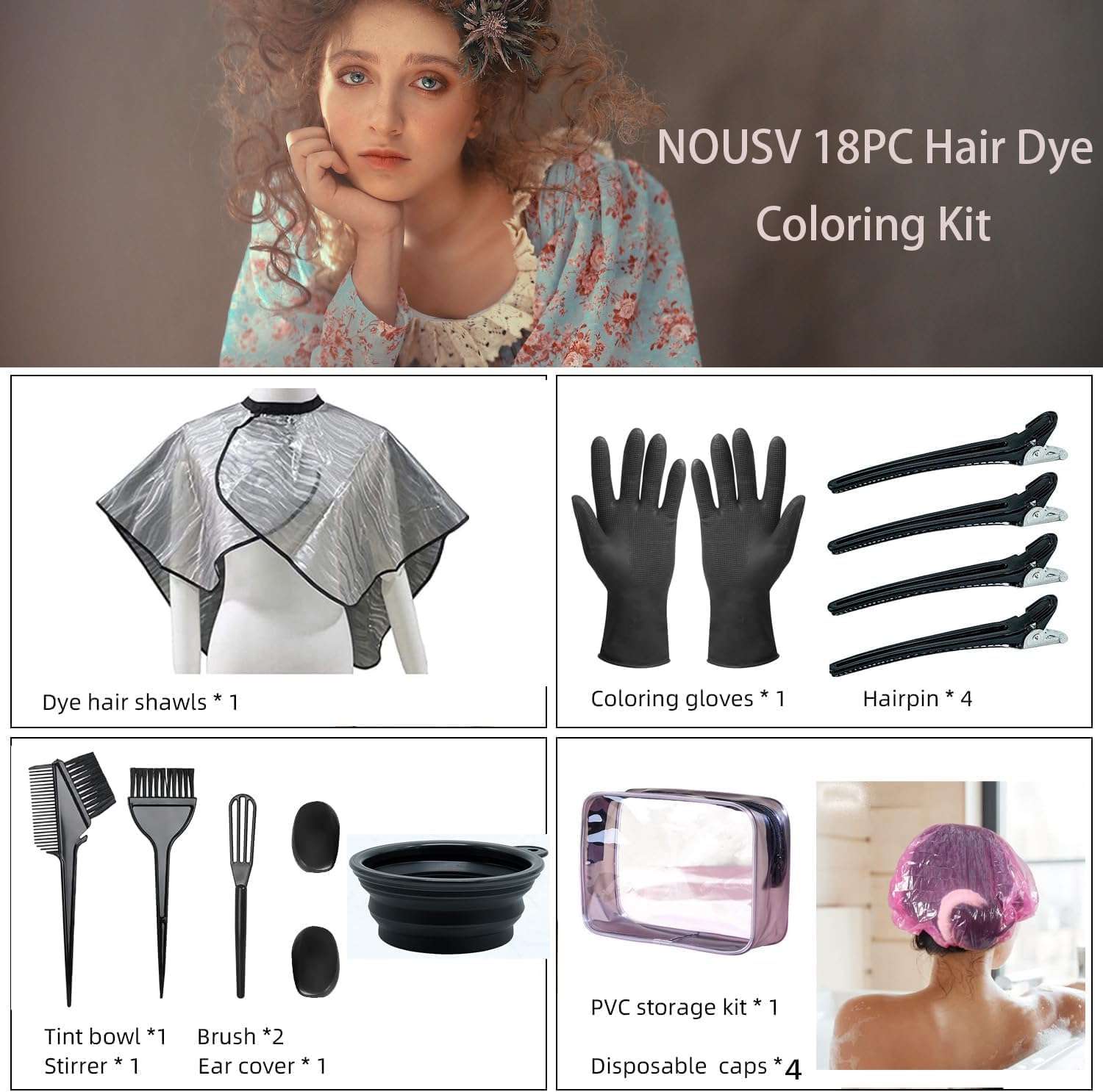 kit para teñir el cabello de 18 piezas con pocillo plegable brochas y capa protectora ideal para chile