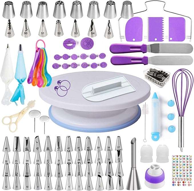 kit de reposteria boyun de 137 piezas con base giratoria de 27.94 centimetros 64 boquillas y espatulas ideal para chile