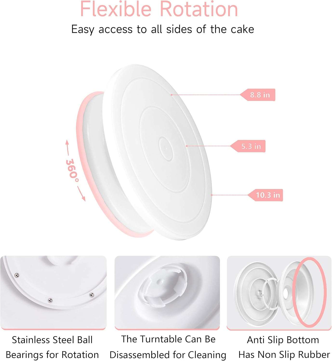 kit de reposteria boyun de 137 piezas con base giratoria de 27.94 centimetros 64 boquillas y espatulas ideal para chile