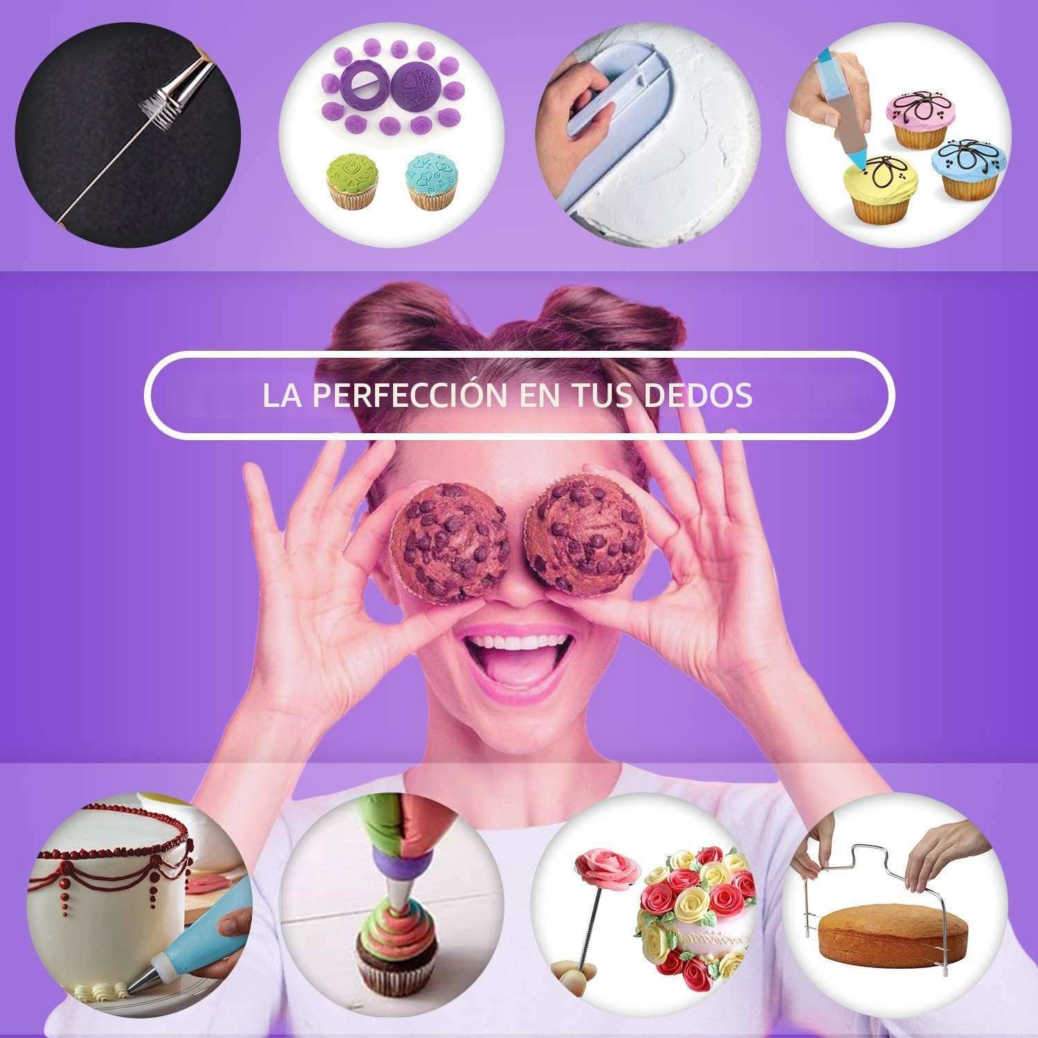 kit de reposteria boyun de 137 piezas con base giratoria de 27.94 centimetros 64 boquillas y espatulas ideal para chile