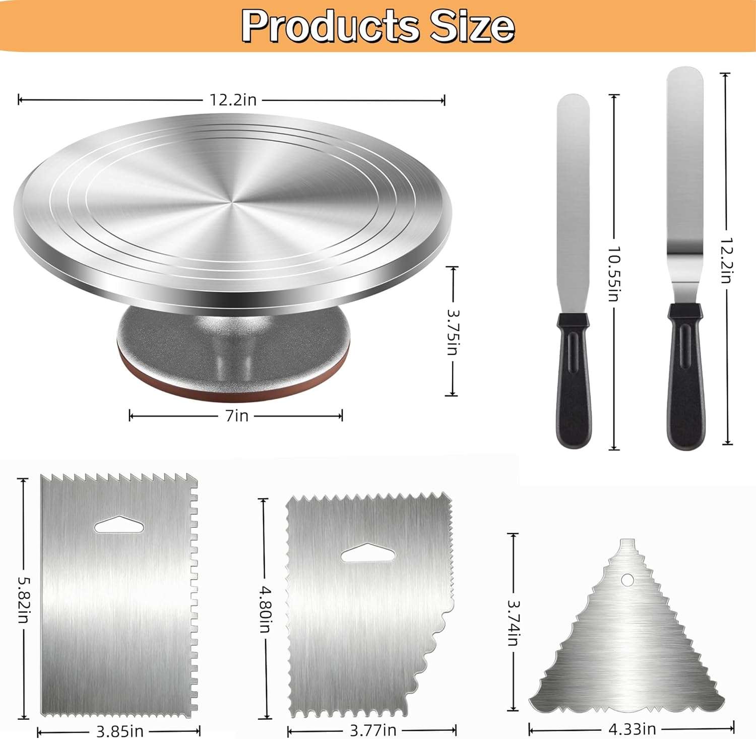 kit de reposteria de 35 piezas con base giratoria de aluminio de 30.48 centimetros y 24 boquillas ideal para chile
