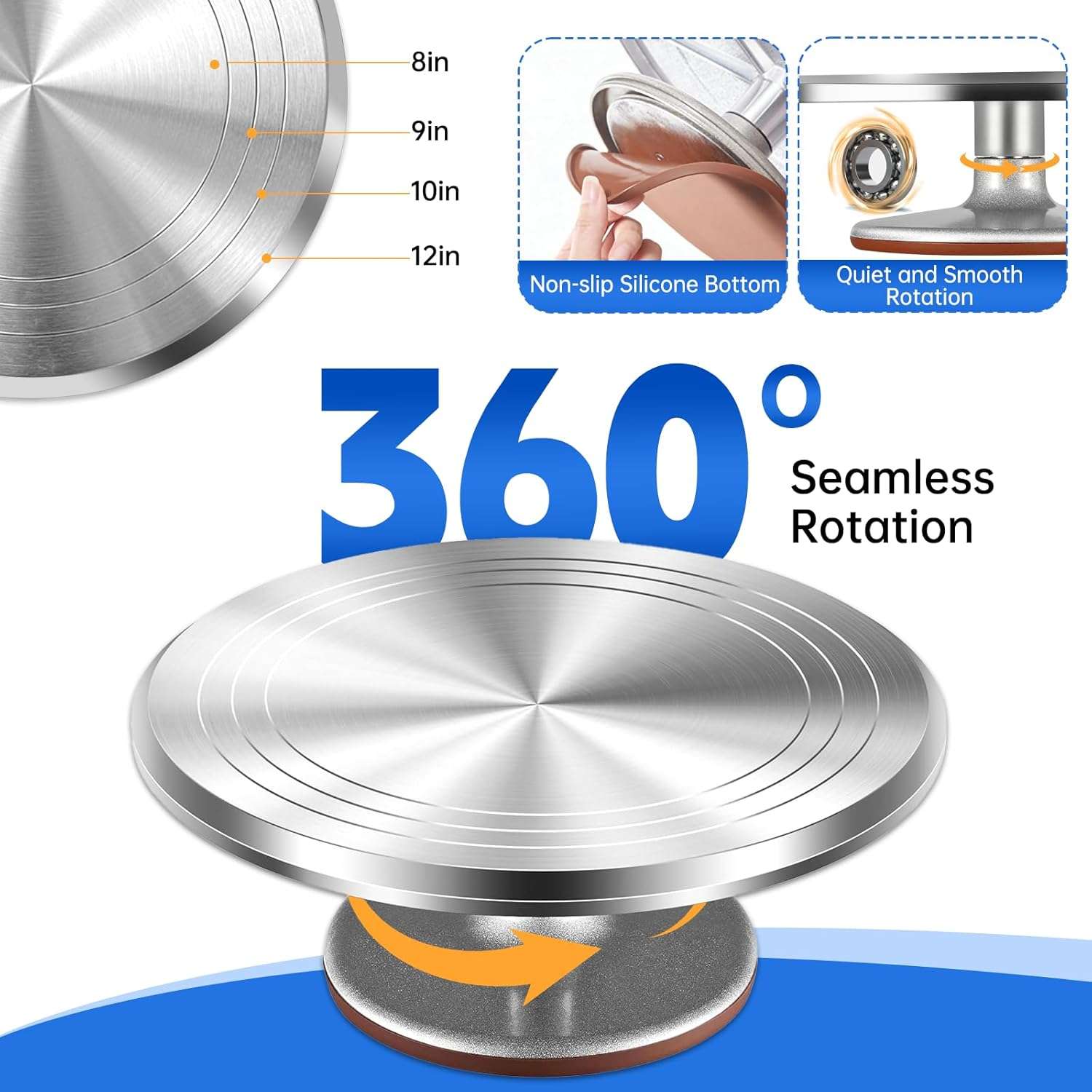 kit de reposteria de 35 piezas con base giratoria de aluminio de 30.48 centimetros y 24 boquillas ideal para chile
