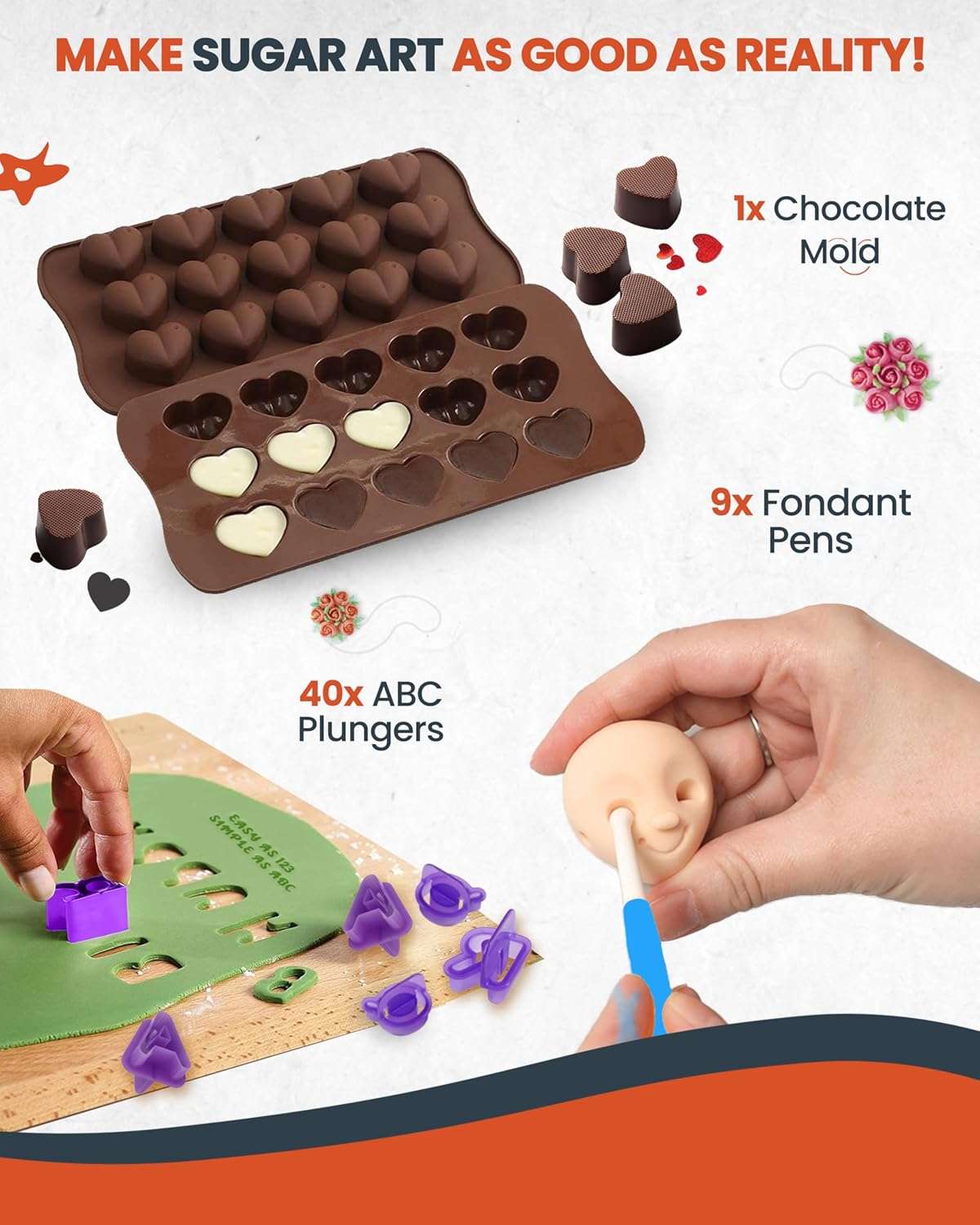 kit de reposteria rfaqk de 700 piezas con moldes de 22.86 centimetros 17.78 centimetros y 10.16 centimetros ideal para chile