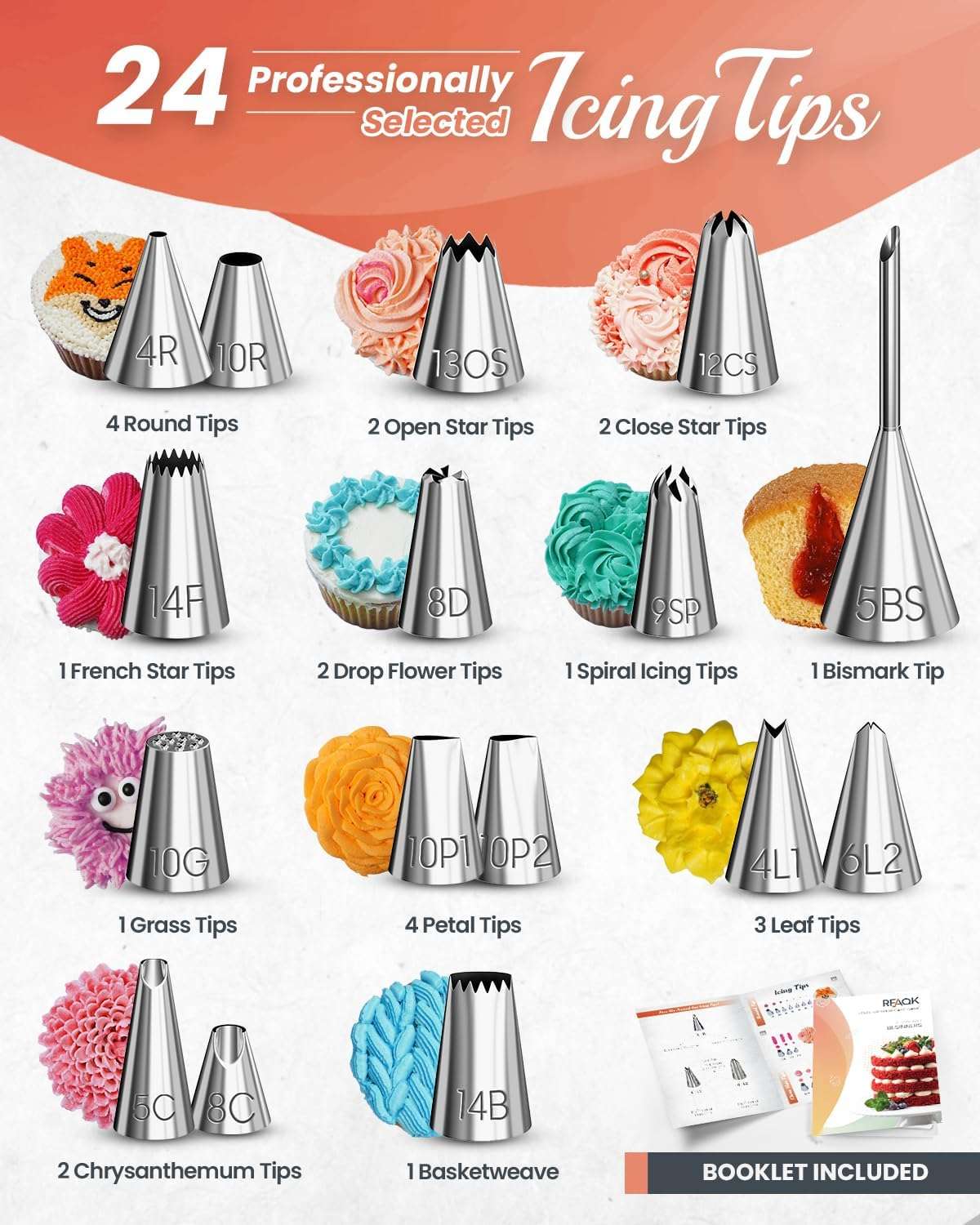 kit de reposteria rfaqk de 700 piezas con moldes de 22.86 centimetros 17.78 centimetros y 10.16 centimetros ideal para chile