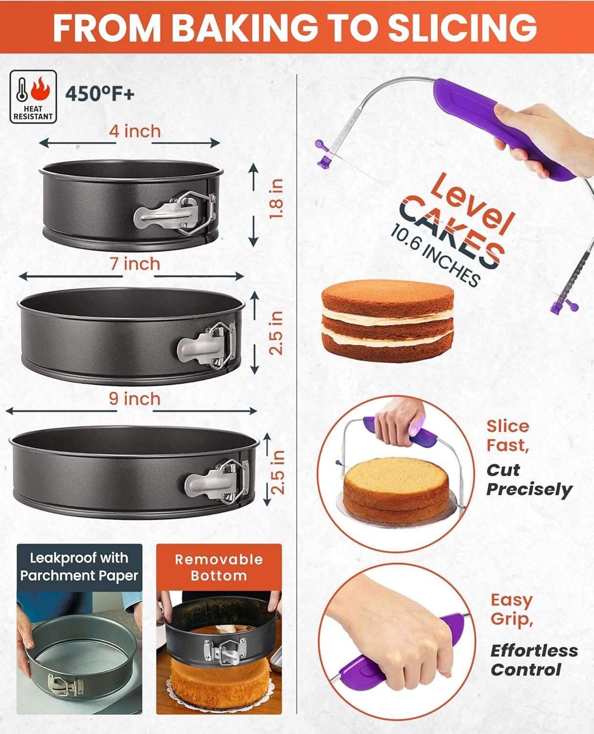 kit de reposteria rfaqk de 700 piezas con moldes de 22.86 centimetros 17.78 centimetros y 10.16 centimetros ideal para chile