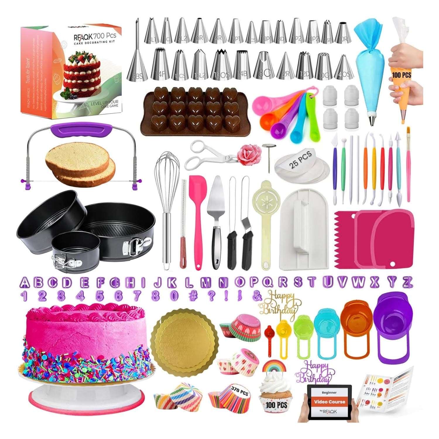 kit de reposteria rfaqk de 700 piezas con moldes de 22.86 centimetros 17.78 centimetros y 10.16 centimetros ideal para chile