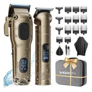 kit de barberia vgrpro con maquina de cortar pelo y recortadora con peines guia de 0.15 a 2.22 centimetros y estuche ideal para chile