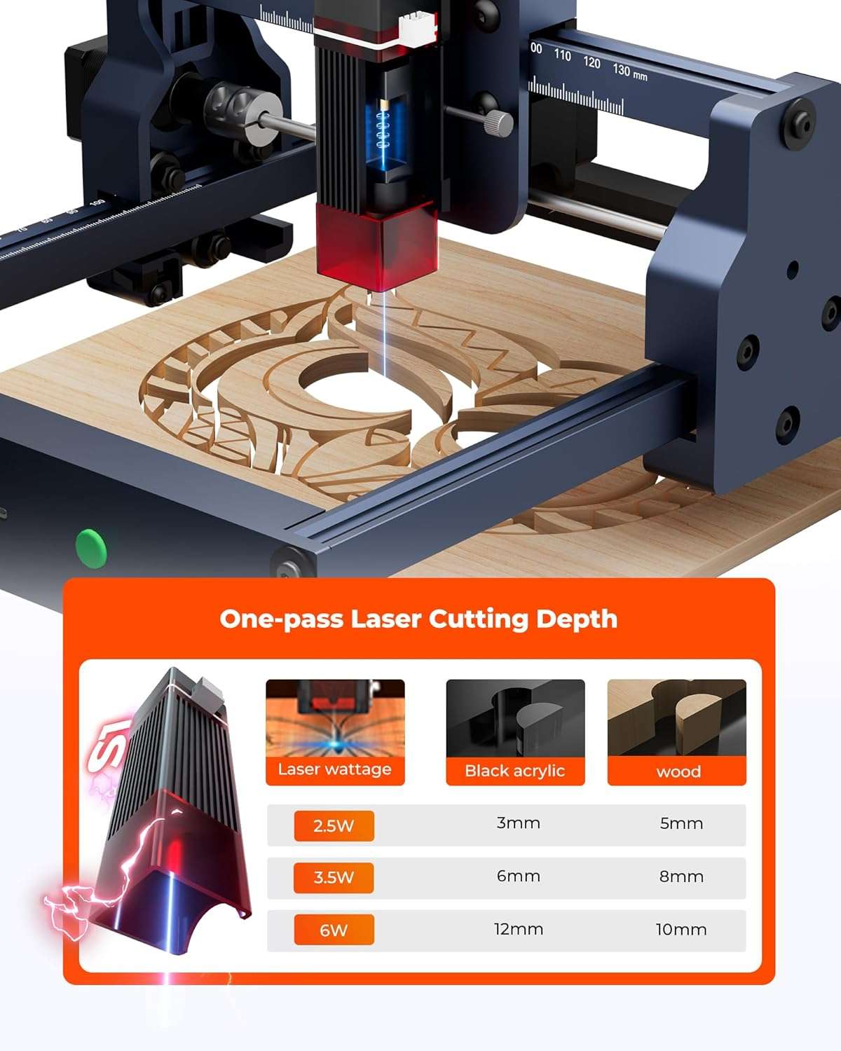grabadora y cortadora laser acmer s1 de 2500 milivatios con area de trabajo de 13 por 13 centimetros ideal para personalizar productos en chile