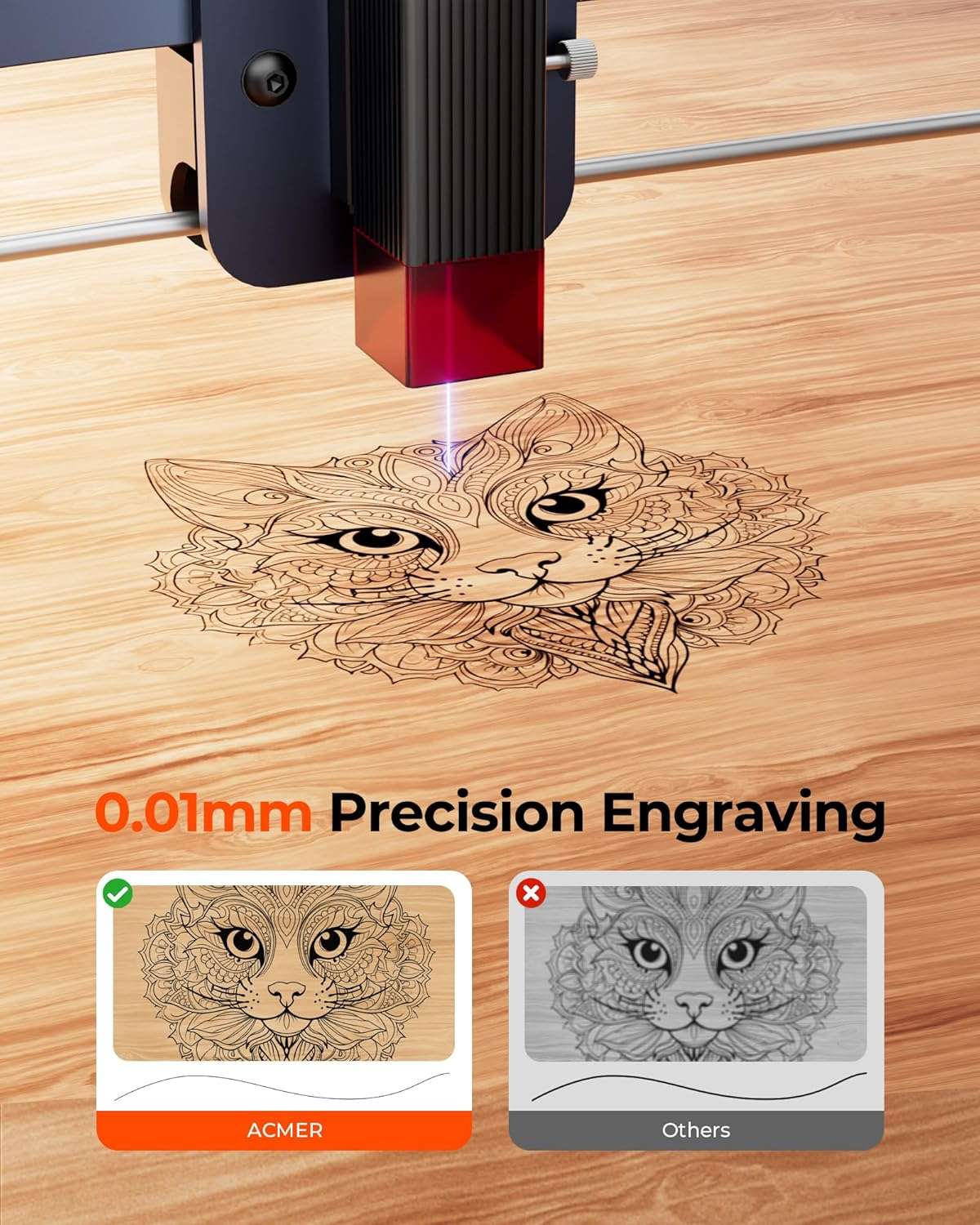 grabadora y cortadora laser acmer s1 de 6000 milivatios con area de trabajo de 13 por 13 centimetros ideal para personalizar productos en chile