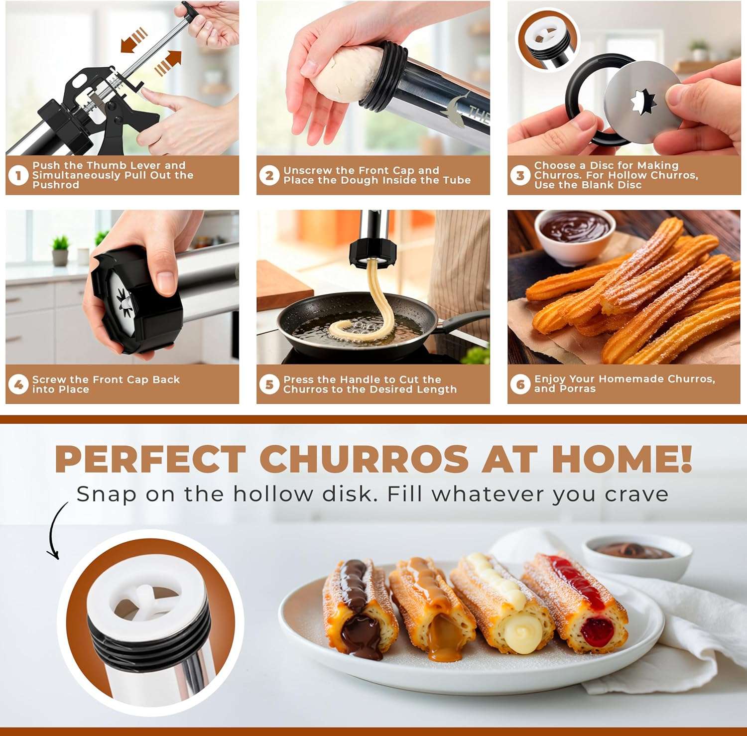 maquina churrera de acero inoxidable y pistola para galletas con boquillas intercambiables ideal para chile