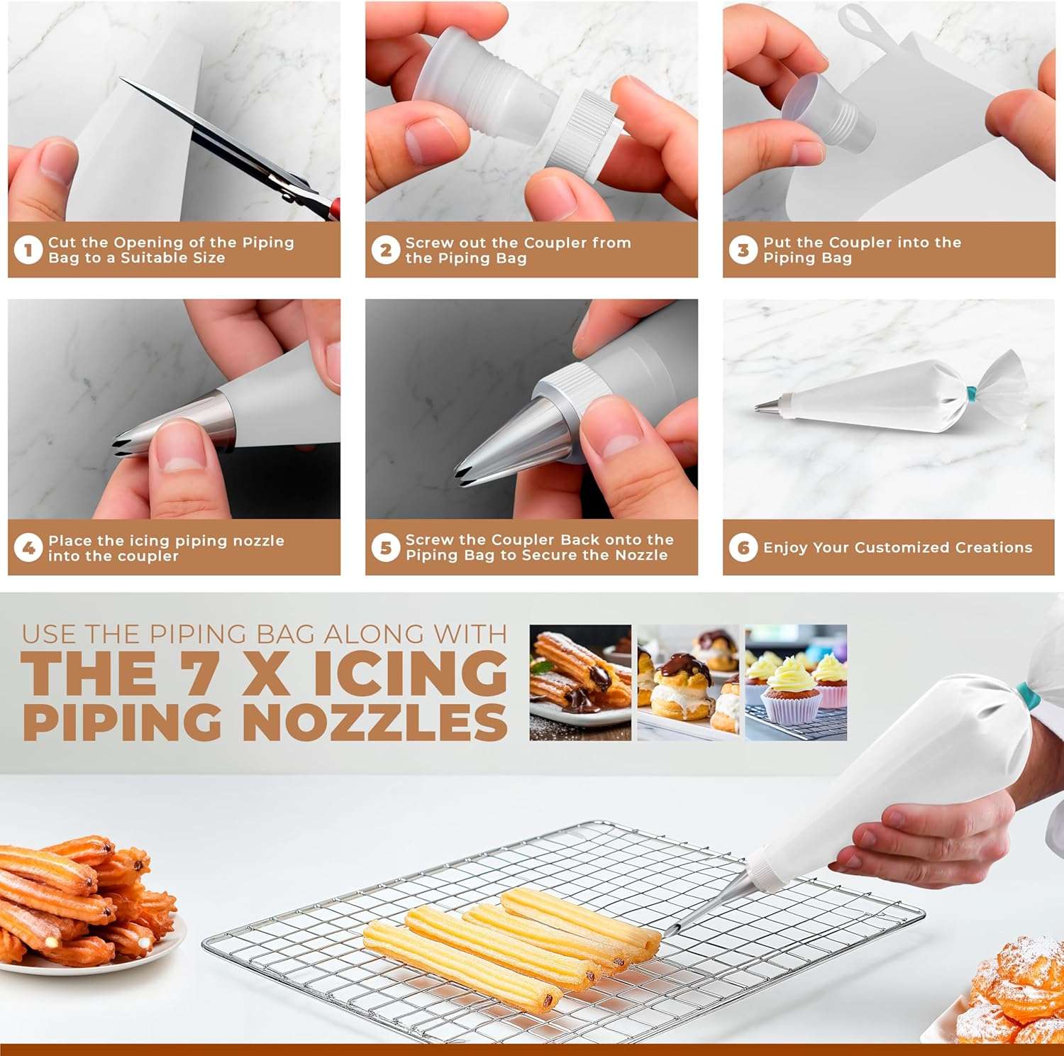 maquina churrera de acero inoxidable y pistola para galletas con boquillas intercambiables ideal para chile