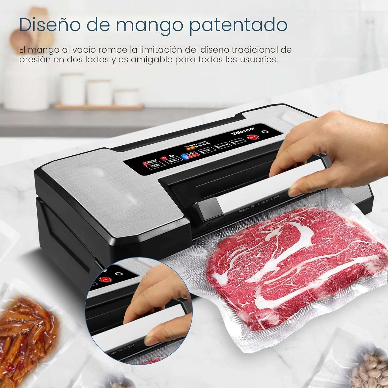maquina selladora al vacio de acero inoxidable con cortador de 30 centimetros rollos de bolsas de 28 centimetros doble sellado y diez modos ideal para chile