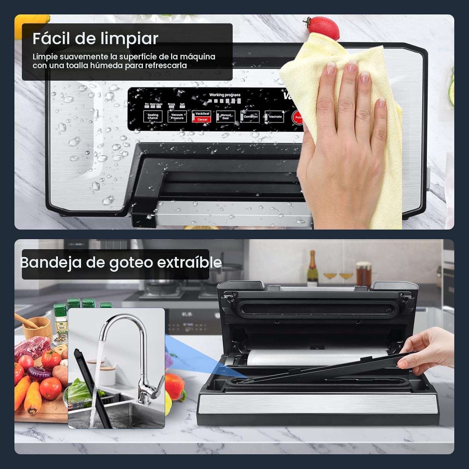 maquina selladora al vacio de acero inoxidable con cortador de 30 centimetros rollos de bolsas de 28 centimetros doble sellado y diez modos ideal para chile