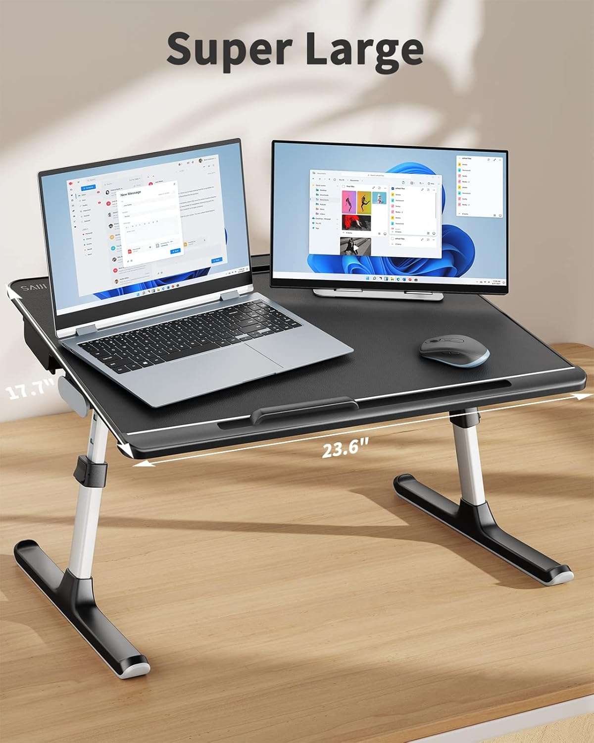mesa ajustable saiji extra grande para cama con altura desde 26.92 centimetros y superficie reclinable ideal para teletrabajo en chile