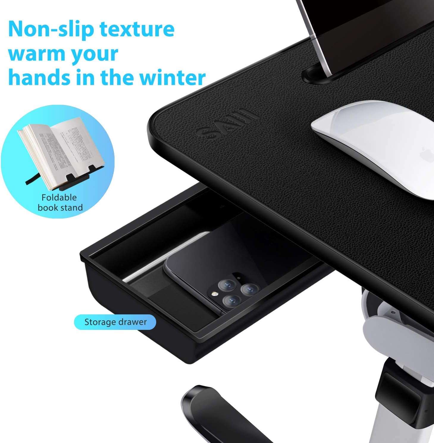 mesa ajustable saiji extra grande para cama con altura desde 26.92 centimetros y superficie reclinable ideal para teletrabajo en chile