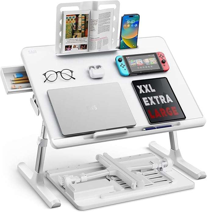 mesa ajustable saiji extra grande para cama con altura desde 26.92 centimetros y superficie reclinable ideal para teletrabajo en chile