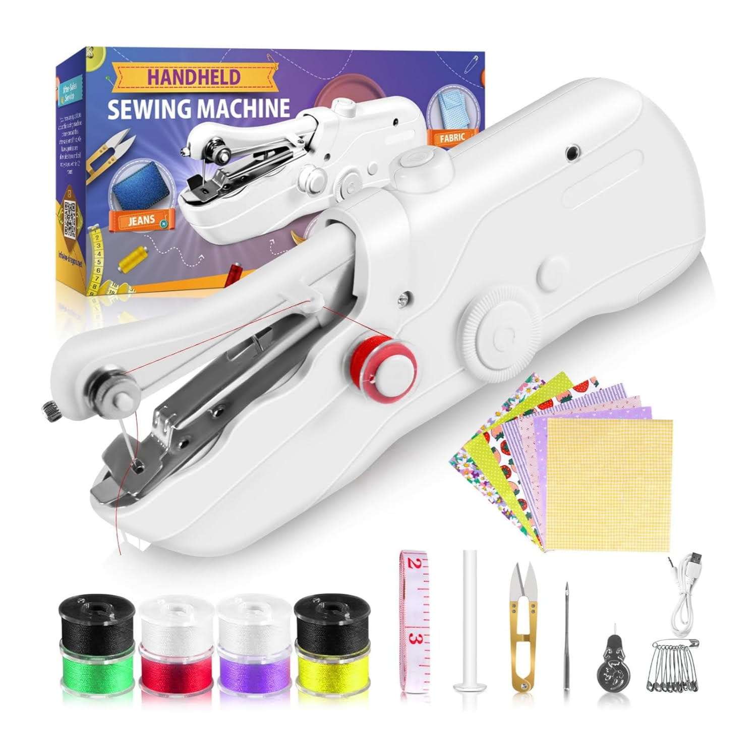 kit de maquina de coser portatil de mano con accesorios y telas de 24.89 centimetros ideal para reparaciones en chile
