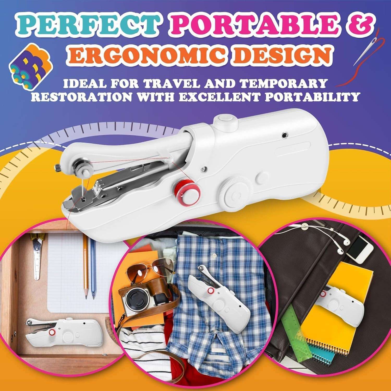 kit de maquina de coser portatil de mano con accesorios y telas de 24.89 centimetros ideal para reparaciones en chile