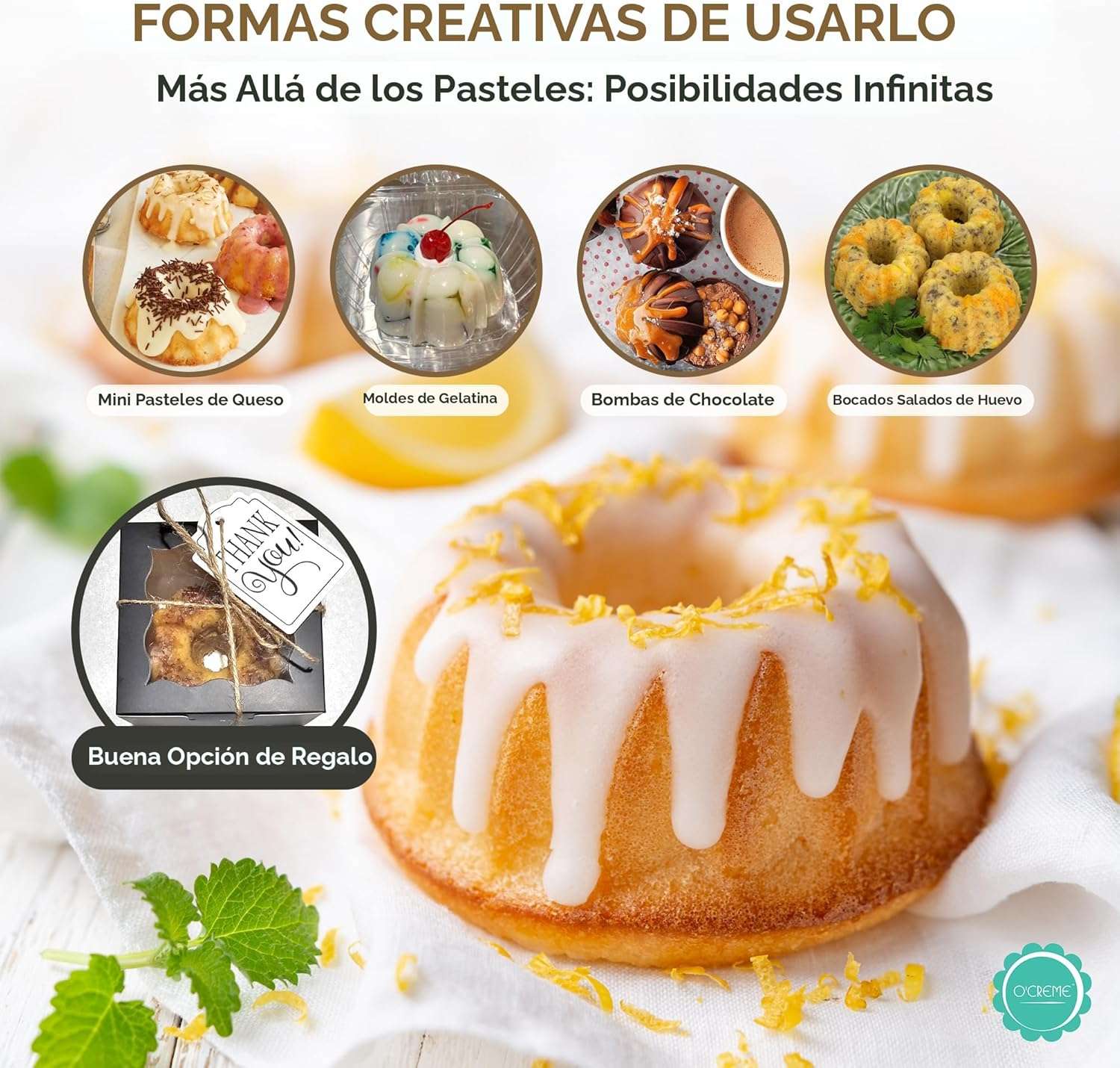 paquete de 25 mini moldes de plastico horneable para flan marca ocreme con silicona antiadherente ideal para chile