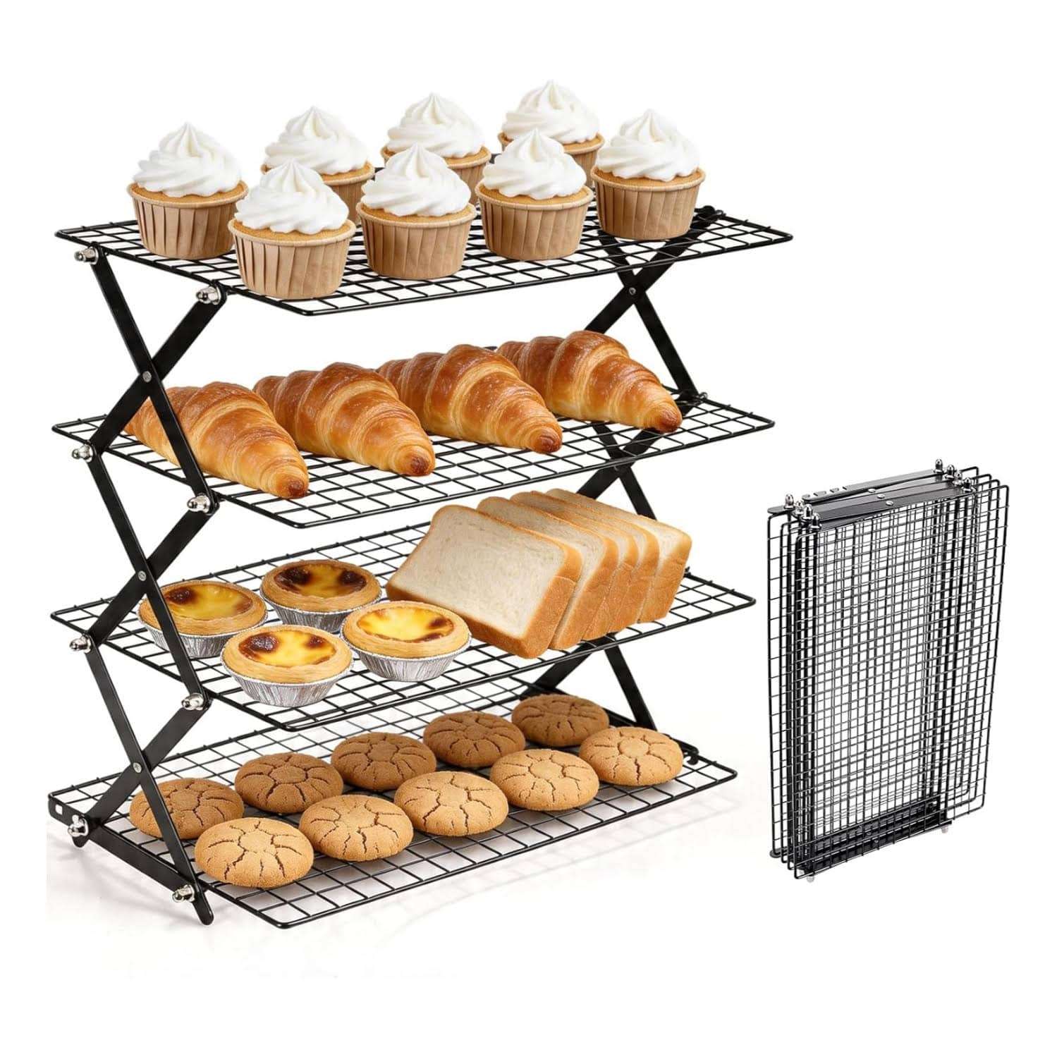 rejilla de enfriamiento de acero inoxidable de 4 niveles apilable y plegable ideal para reposteria en chile