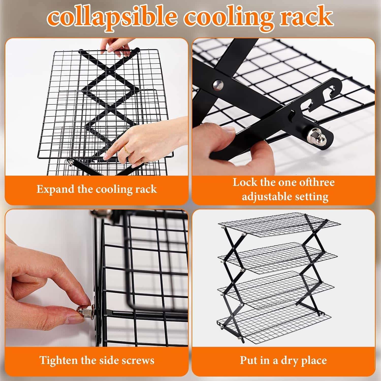 rejilla de enfriamiento de acero inoxidable de 4 niveles apilable y plegable ideal para reposteria en chile