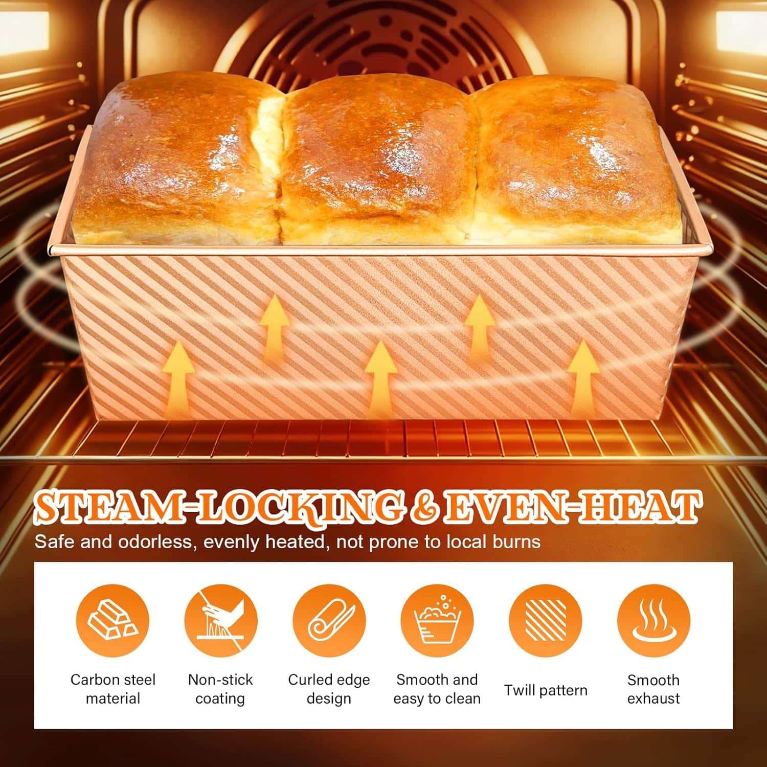 set de 3 moldes dorados para pan de molde con tapa de 1 kilo y 450 gramos de acero al carbono ideal para chile