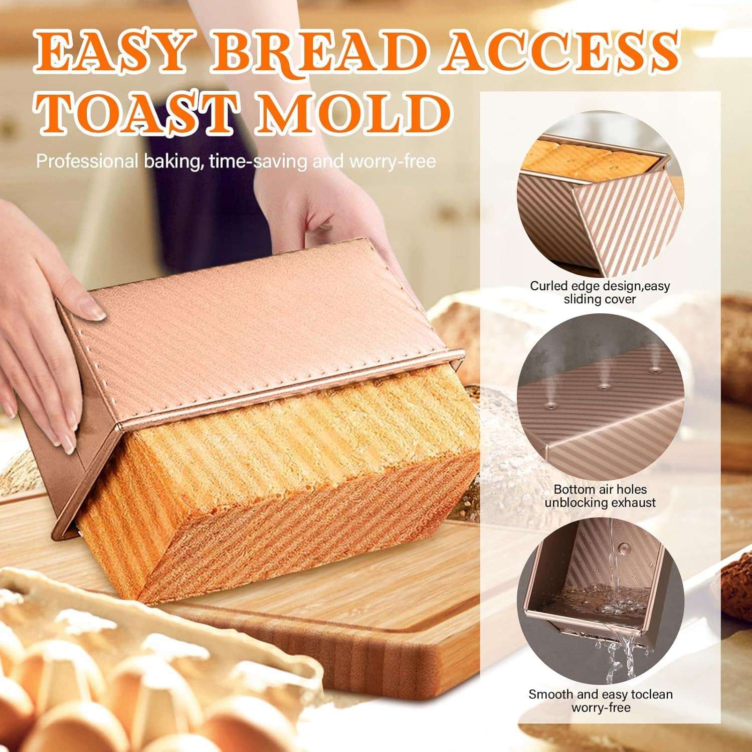 set de 3 moldes dorados para pan de molde con tapa de 1 kilo y 450 gramos de acero al carbono ideal para chile