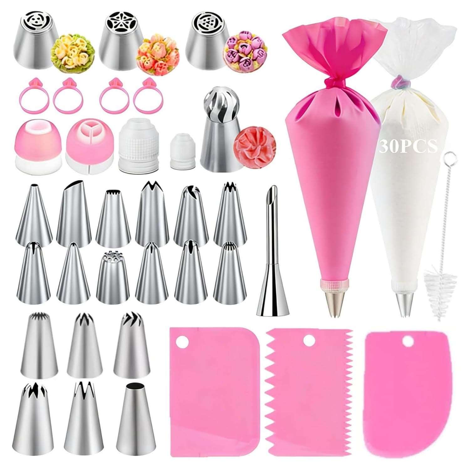kit de reposteria de 66 piezas con boquillas de acero inoxidable y mangas pasteleras ideal para chile