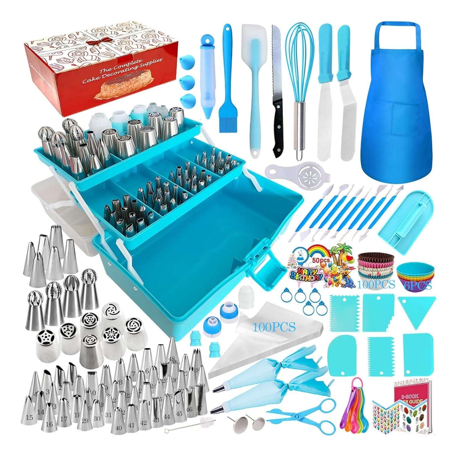 kit de reposteria makmeng de 368 piezas con caja de almacenamiento de tres niveles y multiples boquillas ideal para chile