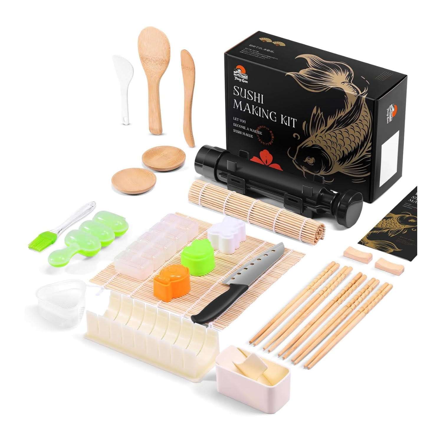 kit para hacer sushi de 27 piezas con bazuca moldes para onigiri esterillas de bambu y cuchillo ideal para chile