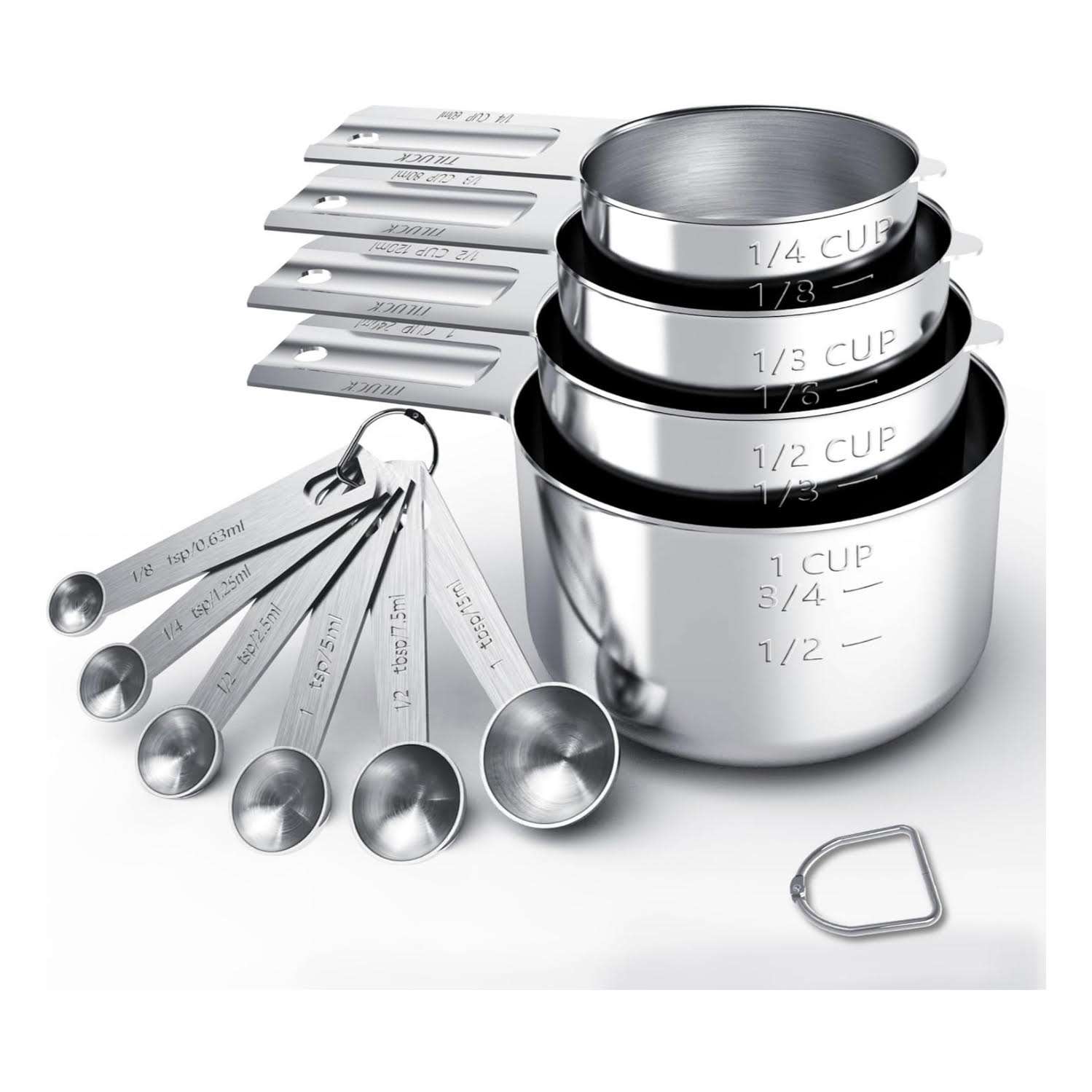 juego de tazas y cucharas medidoras de acero inoxidable de 10 piezas marca tiluck ideal para reposteria en chile