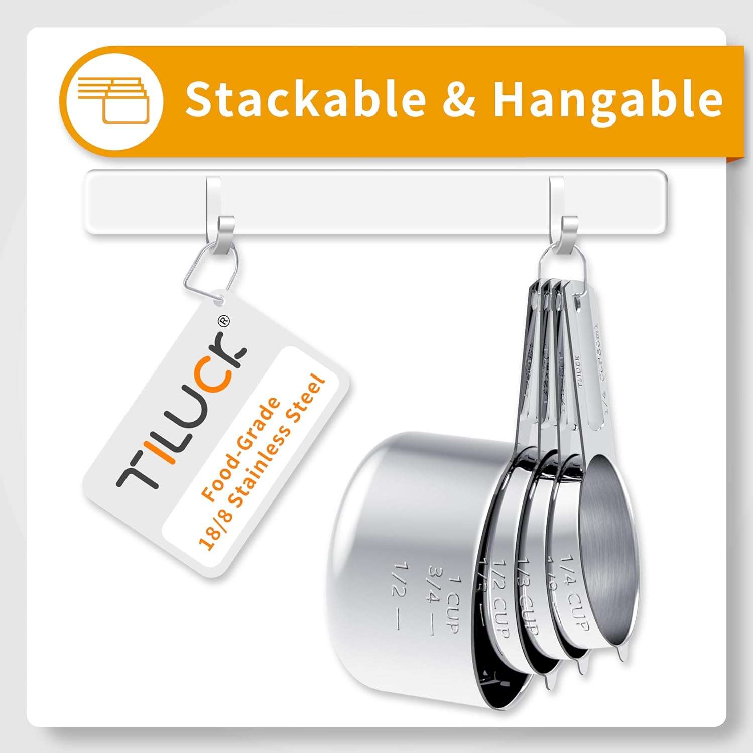 juego de tazas y cucharas medidoras de acero inoxidable de 10 piezas marca tiluck ideal para reposteria en chile