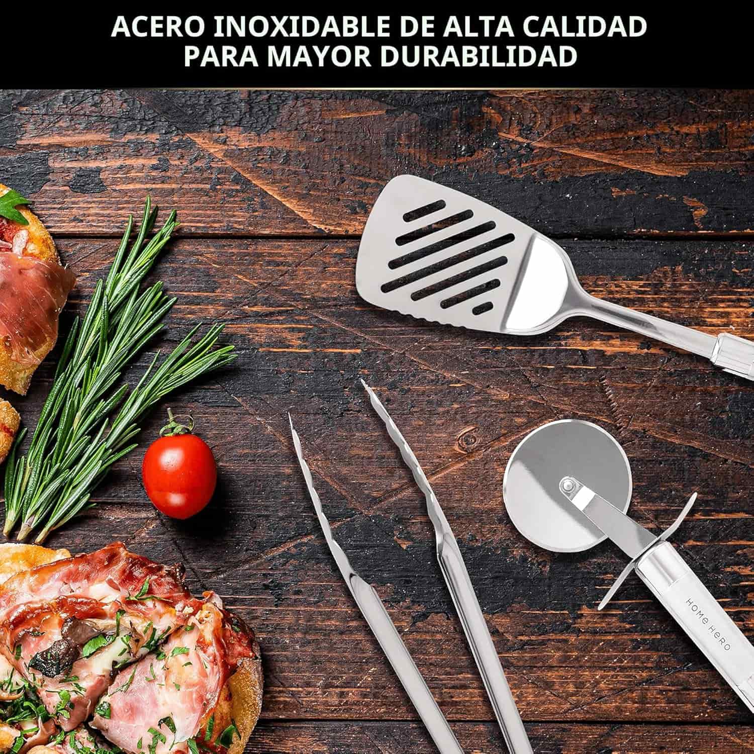 juego de utensilios de cocina home hero de 54 piezas de acero inoxidable y silicona ideal para chile