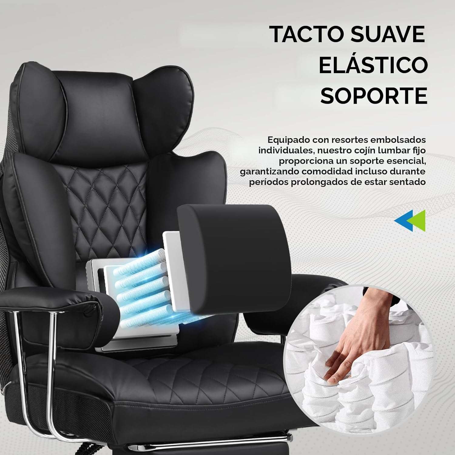 silla gamer gtplayer ergonomica con soporte lumbar de muelles reposapies ajustable y reclinacion de 135 grados ideal para chile