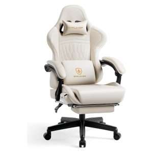 silla gamer gtplayer ace pro blanca con parlantes bluetooth reposapies retractil y reclinacion de 150 grados ideal para chile