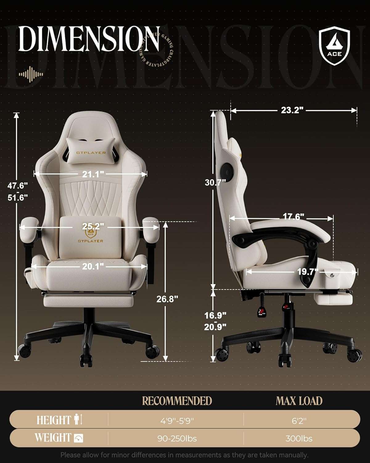 silla gamer gtplayer ace pro blanca con parlantes bluetooth reposapies retractil y reclinacion de 150 grados ideal para chile