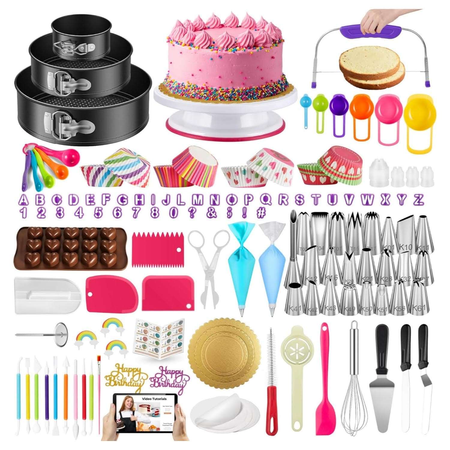 kit de reposteria kootek de 700 piezas con moldes de 10.16 centimetros 17.78 centimetros y 22.86 centimetros ideal para chile