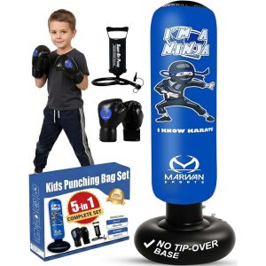 saco de boxeo inflable ninja de 160 centimetros con guantes de cuero sintetico bomba y embudo ideal para chile