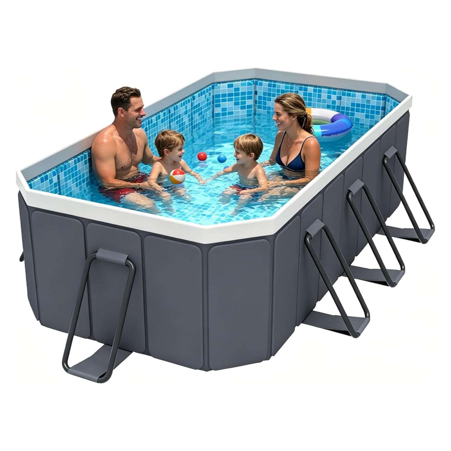 piscina plegable familiar de 260 cm con estructura rígida resistente para patio