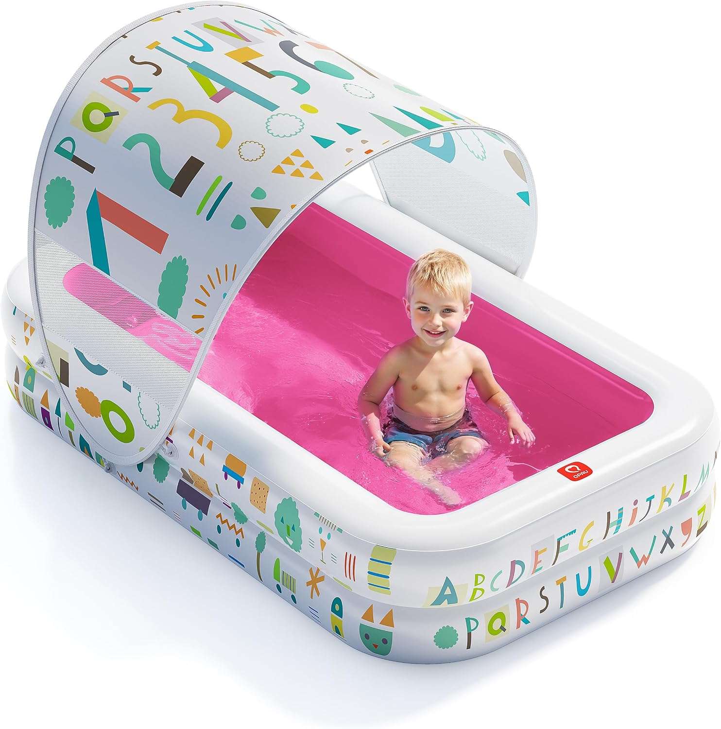 piscina inflable azul para bebés de 165 cm con toldo parasol y piso acolchado