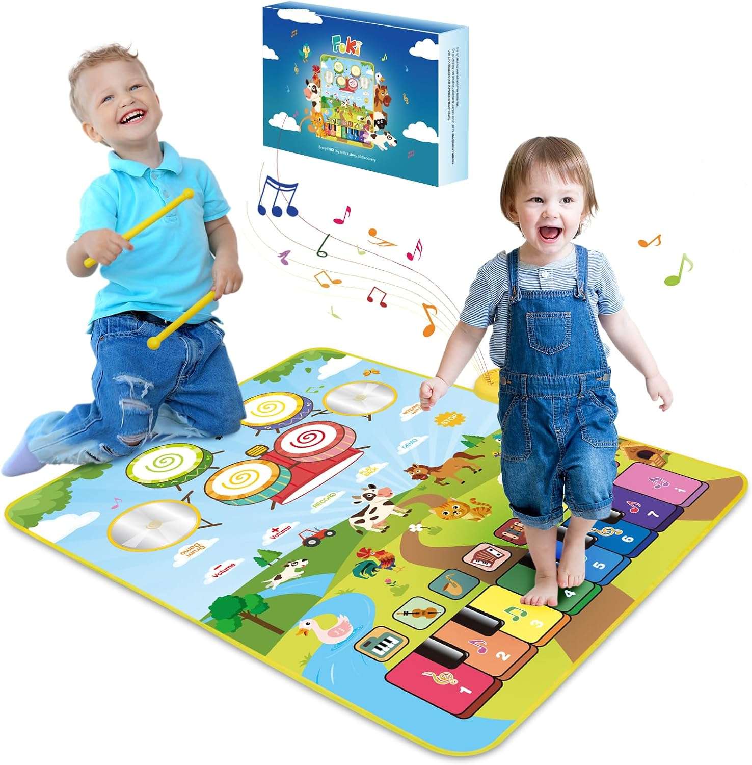 alfombra de piano musical de suelo con sonidos de animales y luces para niños