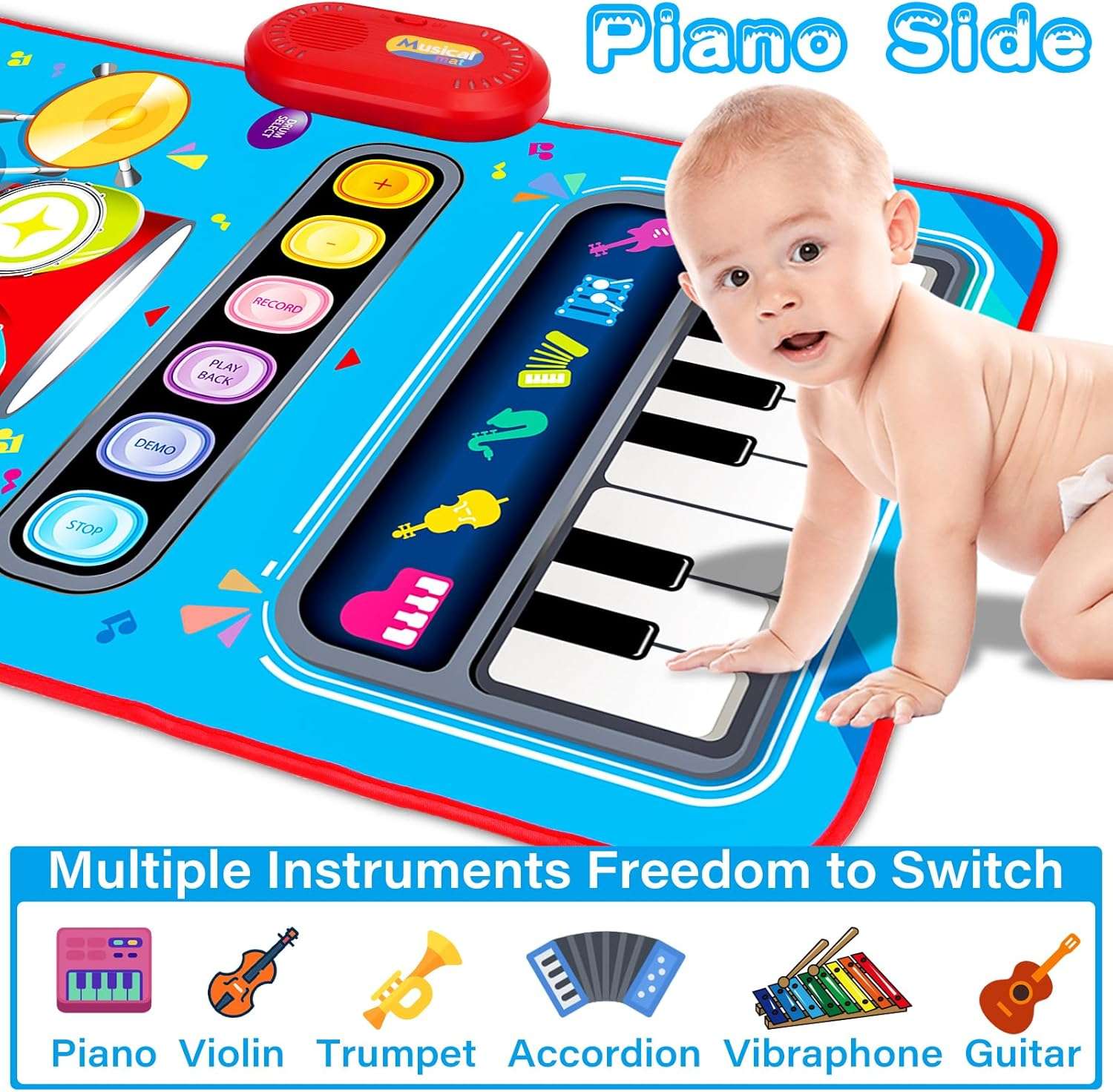 alfombra musical de piano y tambor 2 en 1 con sensibilidad táctil para bebés y niños