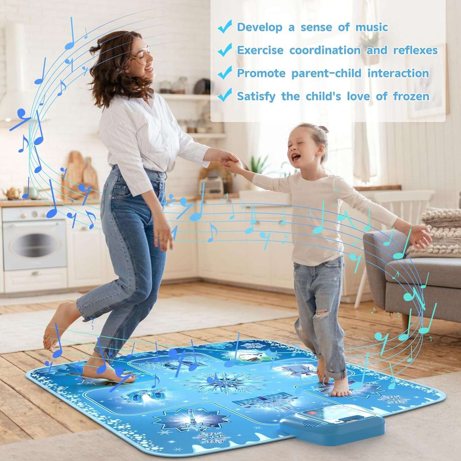 alfombrilla de baile temática de Frozen con luces LED y modos interactivos para niñas