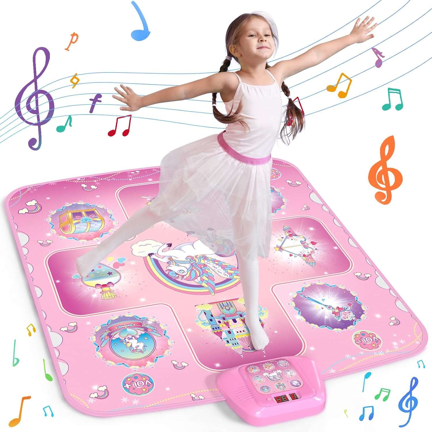 alfombrilla de baile temática de Frozen con luces LED y modos interactivos para niñas