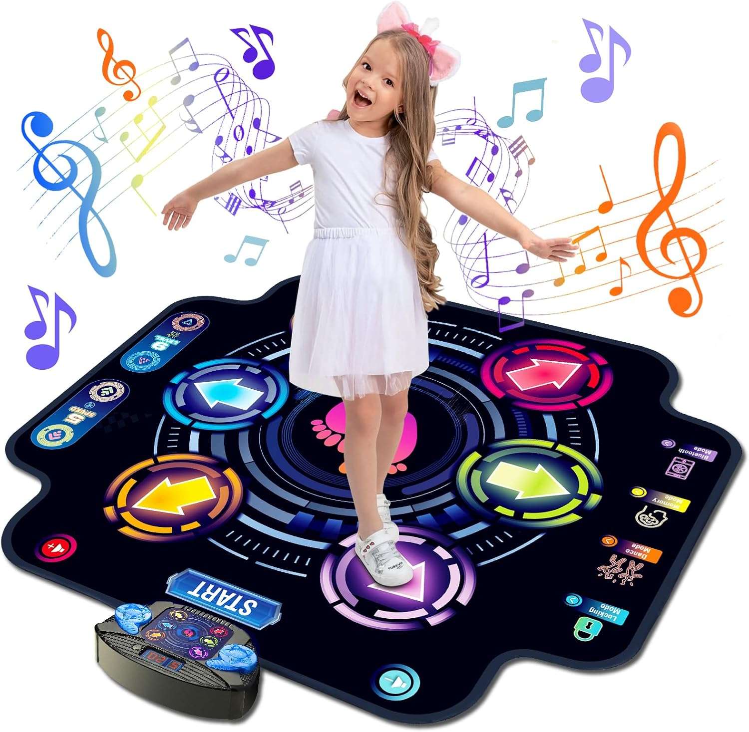 alfombrilla de baile electrónica con luces, Bluetooth y pantalla LED para niños