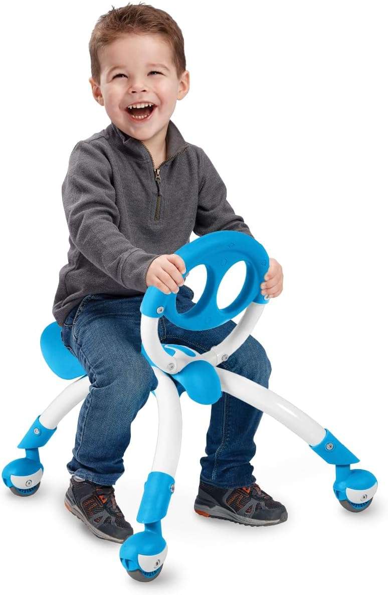 andador y correpasillos YBike Pewi azul con ruedas giratorias para bebés